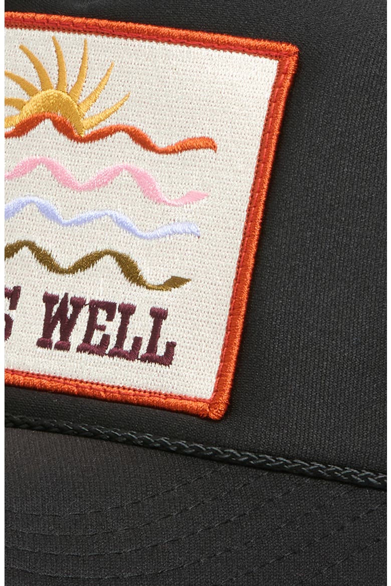 All is Well Patch Trucker Hat, Alternate, color, BLACK