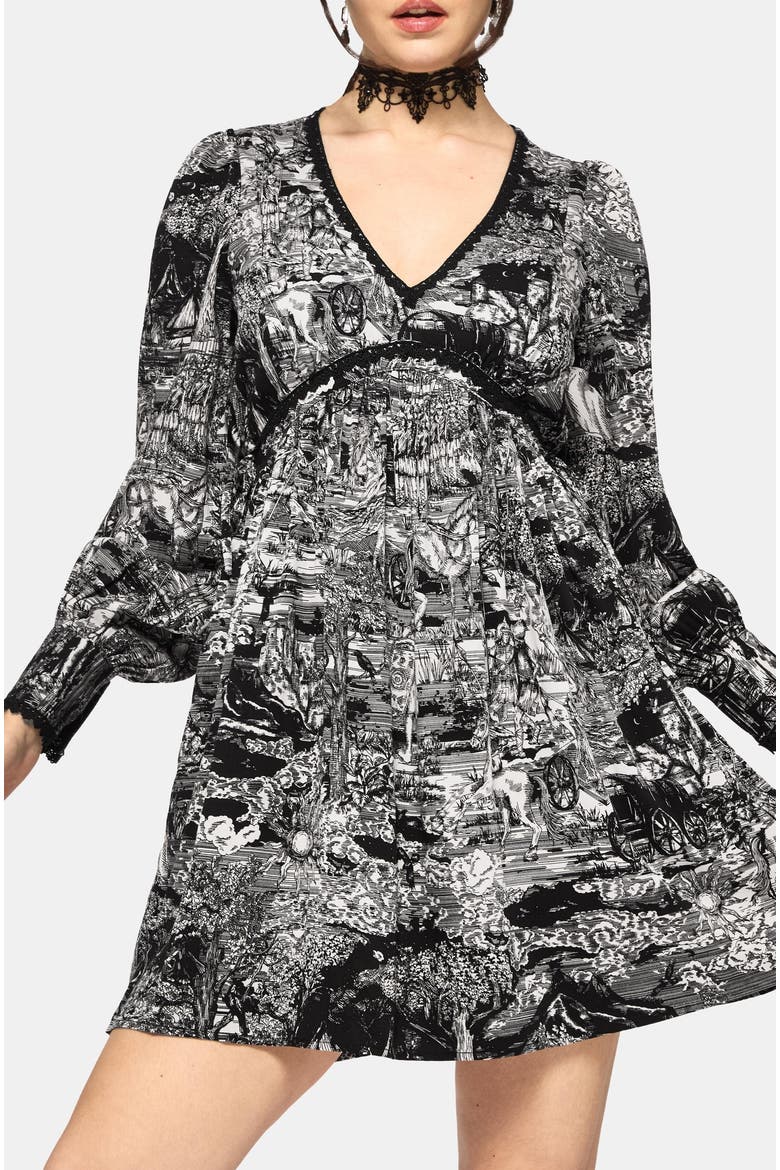 Nara Boudicca Printed Mini Dress, Alternate, color, Black