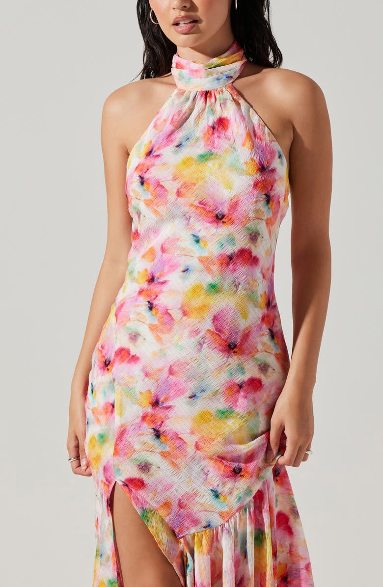 ASTR the Label Caspia Halter Dress, Alternate, color, Pink Multi Coral