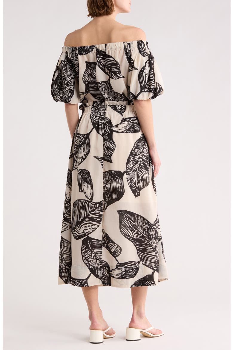 Pull-On Midi Skirt, Alternate, color, BLACK MARSHMALLOW BOTANICA