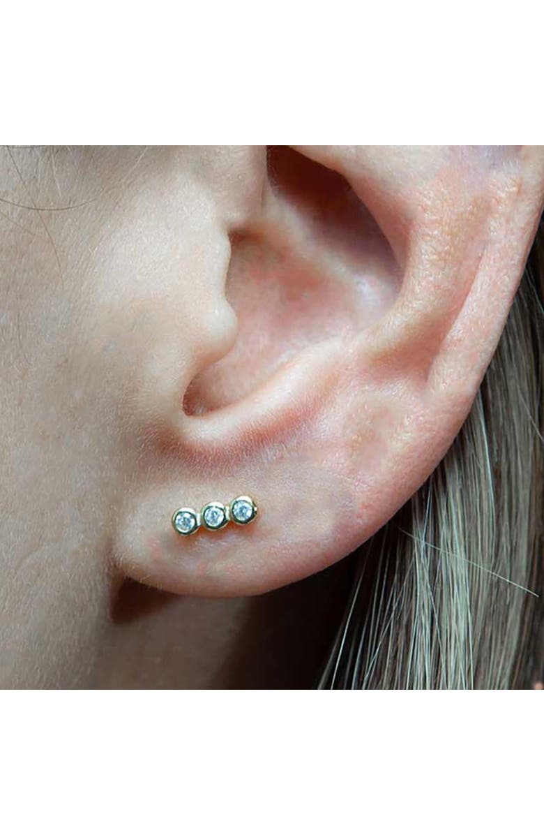 Outofoffice Triple Round Pavé Silver Stud Earrings, Alternate, color, Silver