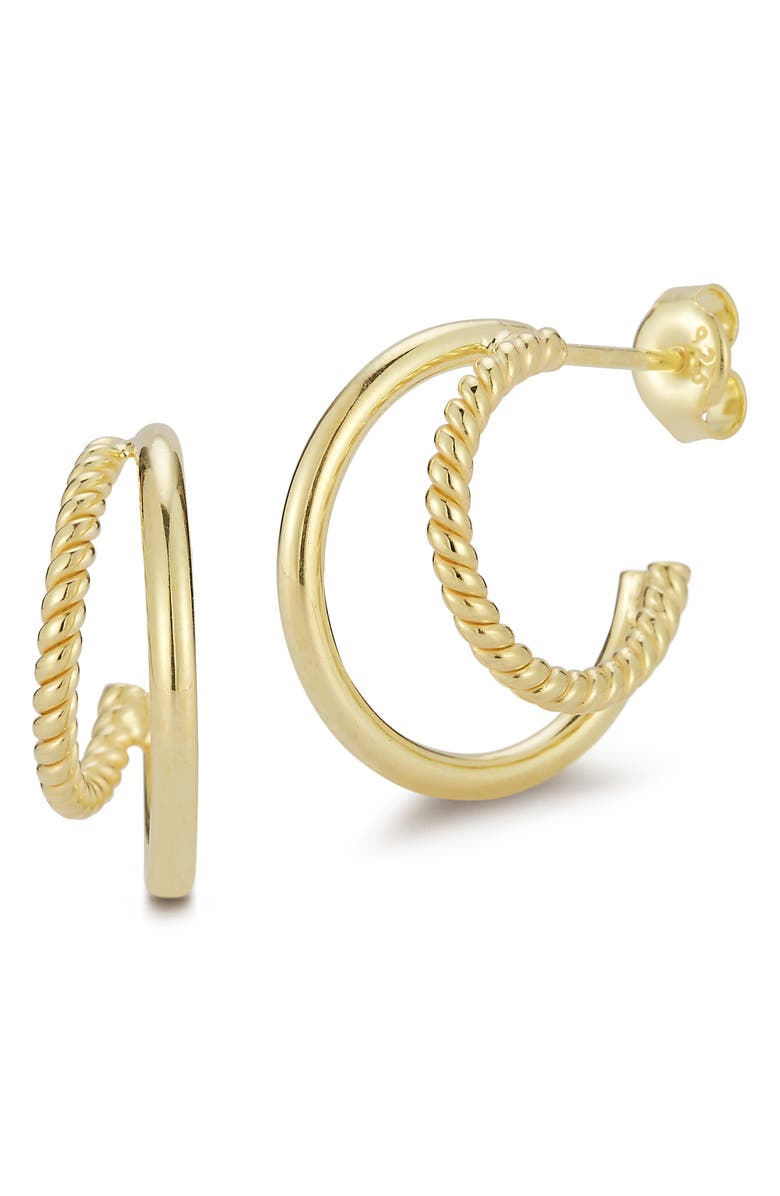 GLAZE JEWELRY 14K Gold Vermeil Double Band Hoop Earrings, Main, color, Gold