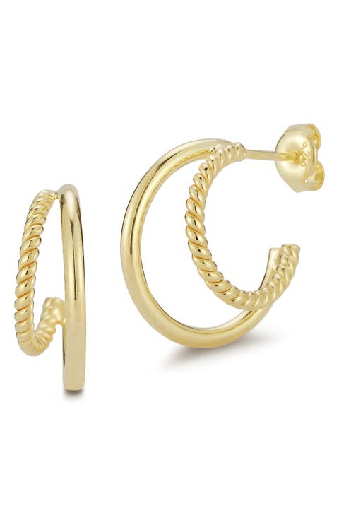 14K Gold Vermeil Double Band Hoop Earrings
