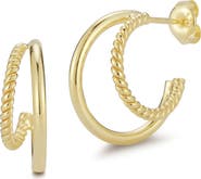 GLAZE JEWELRY 14K Gold Vermeil Double Band Hoop Earrings