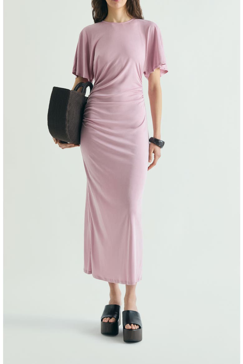 Cupro Dress Gathers, Main, color, Pink