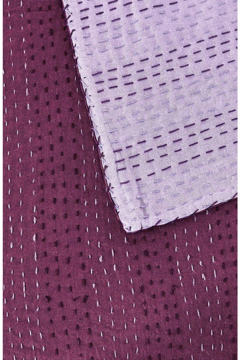Kantha Reversible Cotton Coverlet, Alternate, color, FIG AND VIOLET