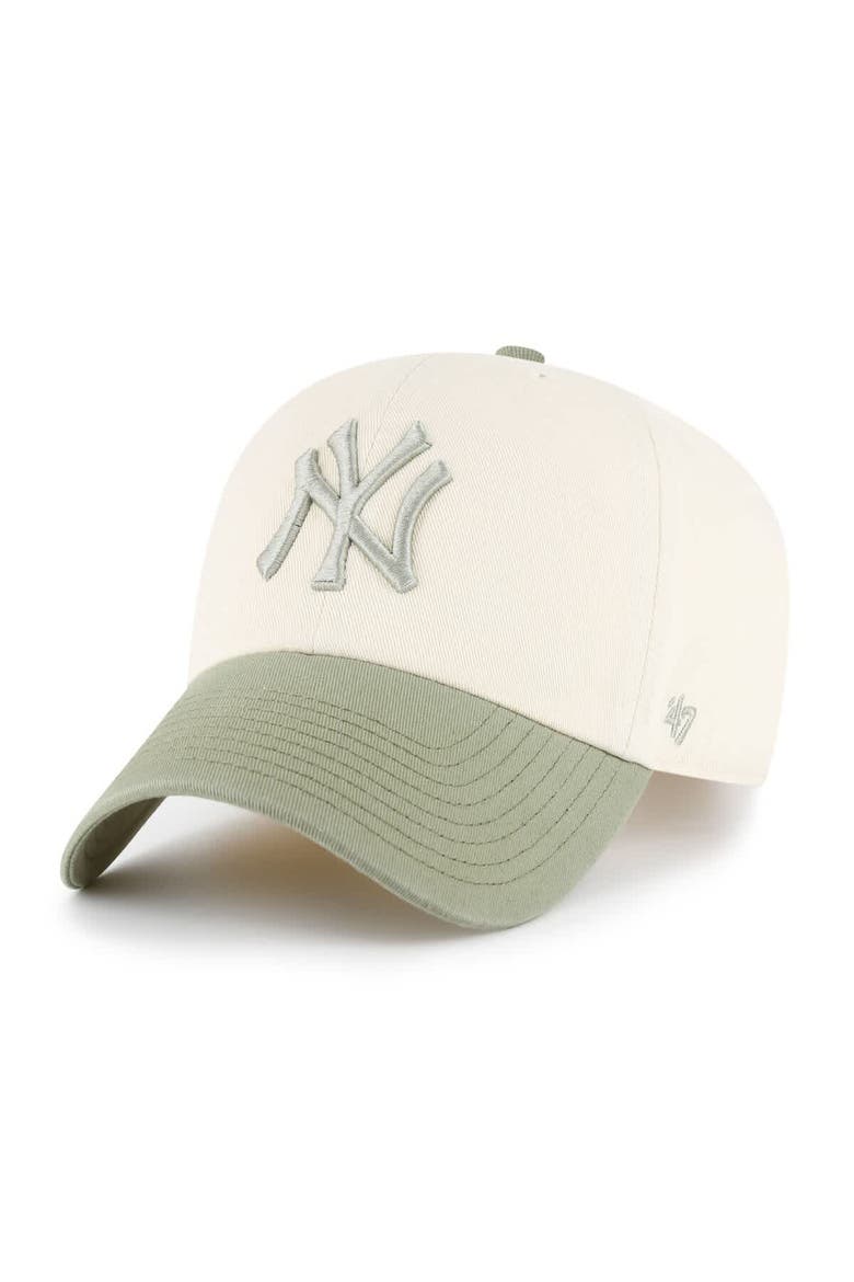 Men's '47  Natural/Olive New York Yankees Two-Tone Fashion Clean Up Adjustable Hat, Main, color, Natural