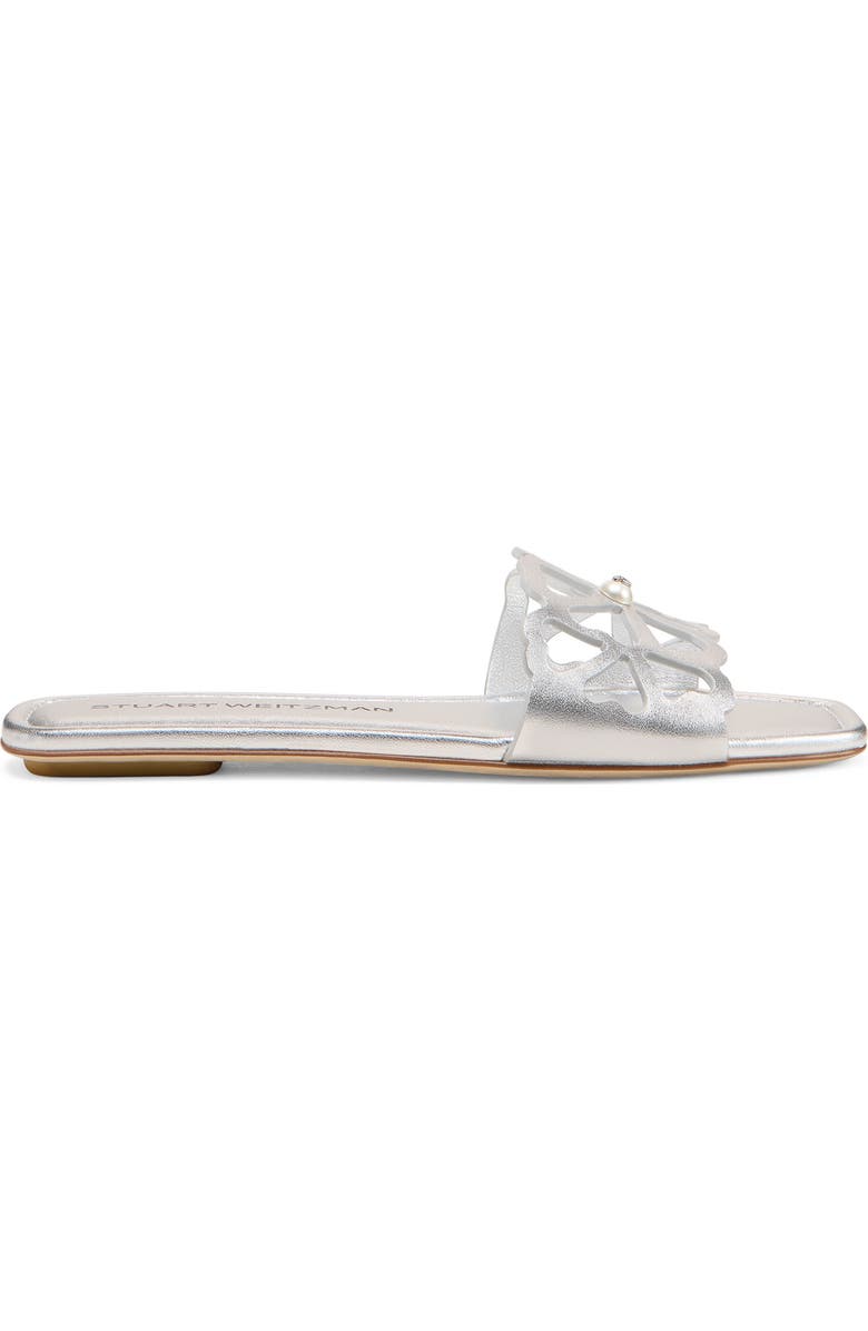Stuart Weitzman Jasmine Cutout Slide Sandal, Alternate, color, Silver