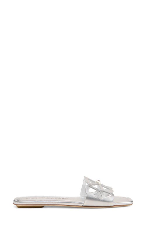 Stuart Weitzman Jasmine Cutout Slide Sandal In White