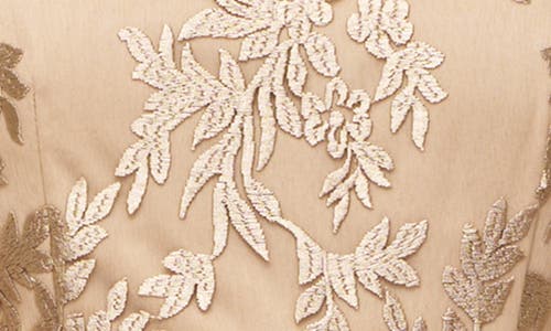 Js Collections Aviva Floral Embroidery Cocktail Midi Dress In Almond Buff