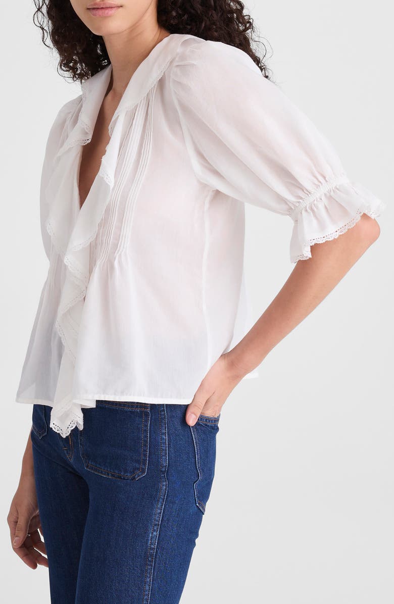 Madewell Cotton Blend Ruffle Top, Alternate, color, White