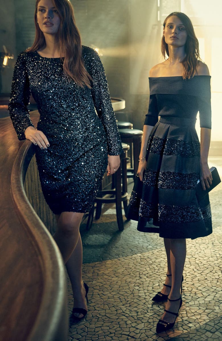 Adrianna Papell Embellished Scoop Back Cocktail Dress, Alternate, color,