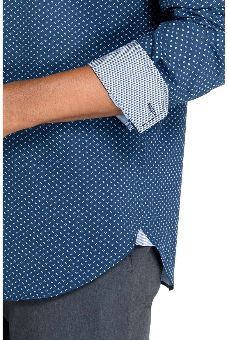 Slim Fit Dash Print Performance Dress Shirt, Alternate, color, NAVY
