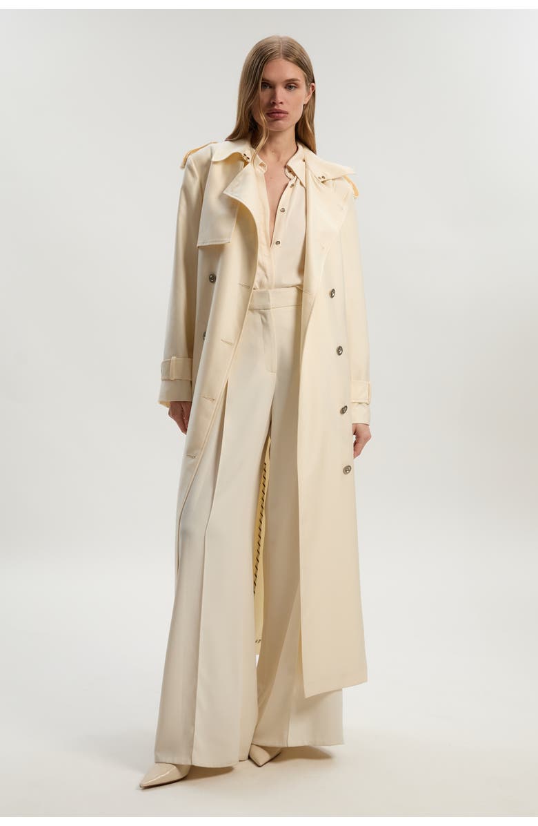 Karen Millen Soft Signature Trench Coat, Main, color, Ivory