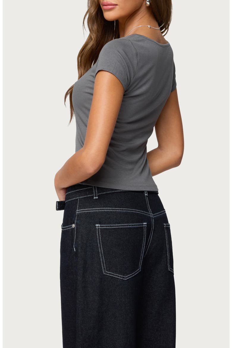 Ettalie Notched Neck Crop T-Shirt, Alternate, color, DARK-GRAY