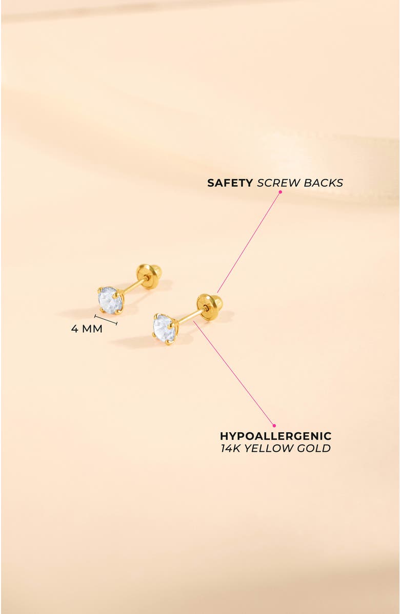 In Season Jewelry 14k Pronged Simulated Birthstone Earrings, Alternate, color, April