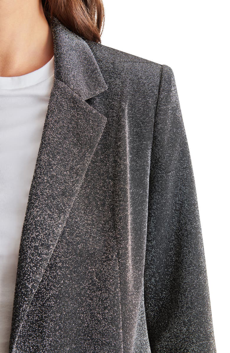 Steve Madden Payton Metallic Open Front Blazer, Alternate, color, Black