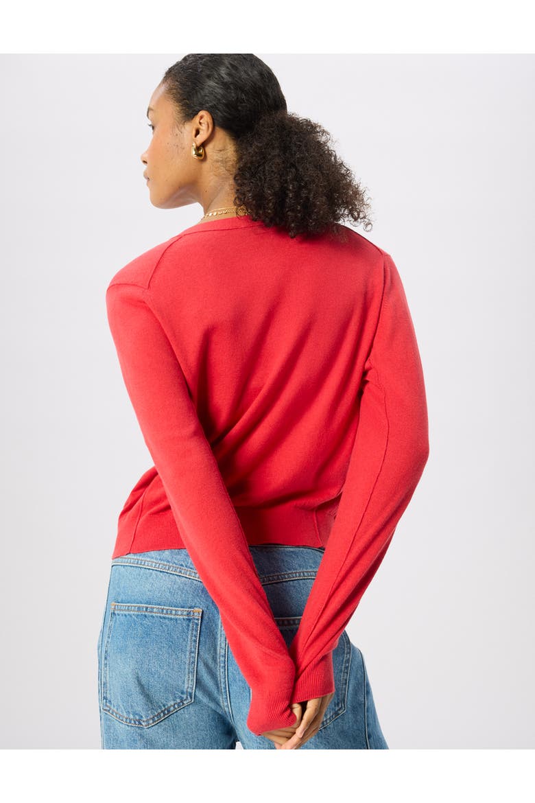 V-Neck Linen Cardigan, Alternate, color, Red