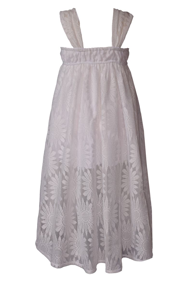 Kids' Floral Burnout Maxi Party Dress, Alternate, color, WHITE