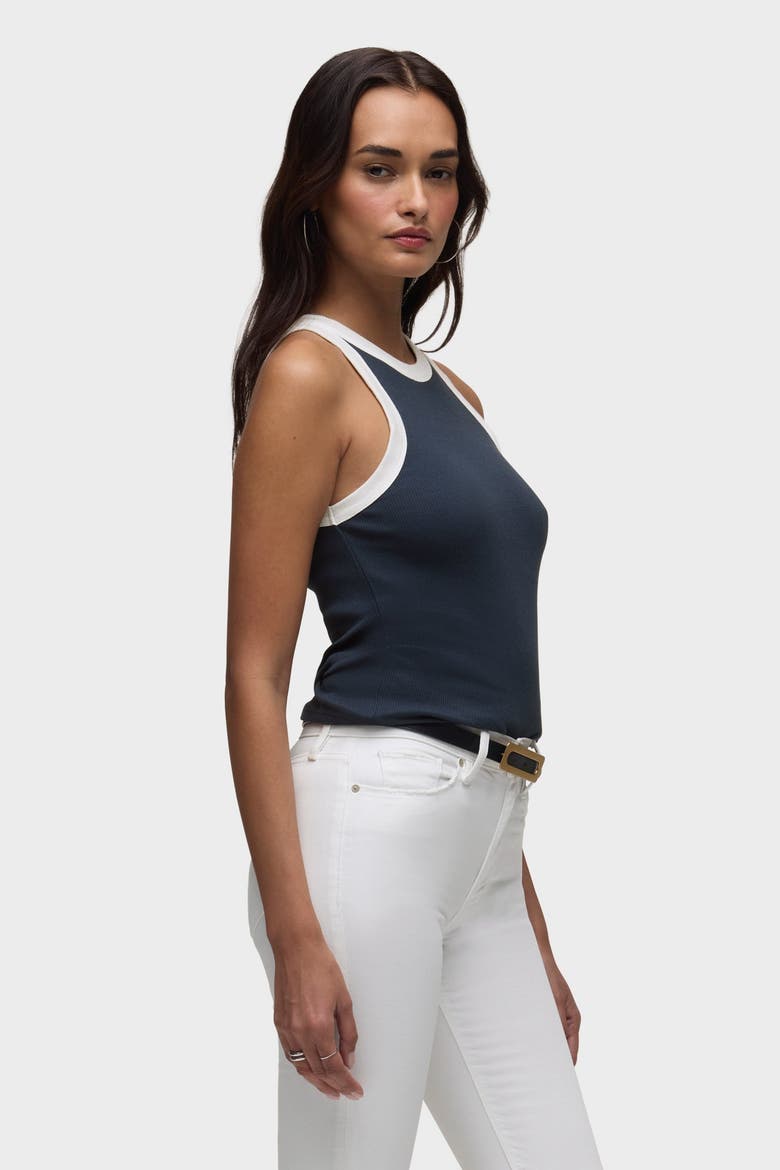 Ribbed Racer Tank, Alternate, color, NAVY/WHITE