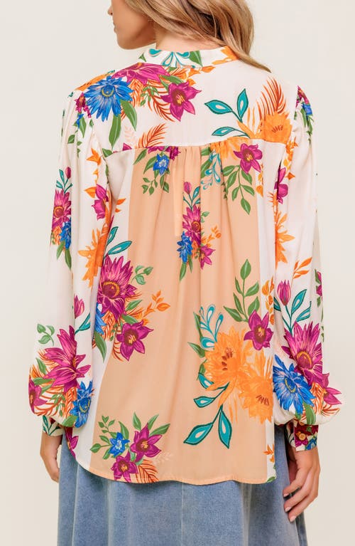 Flying Tomato Floral Long Sleeve Button-up Shirt In Brown