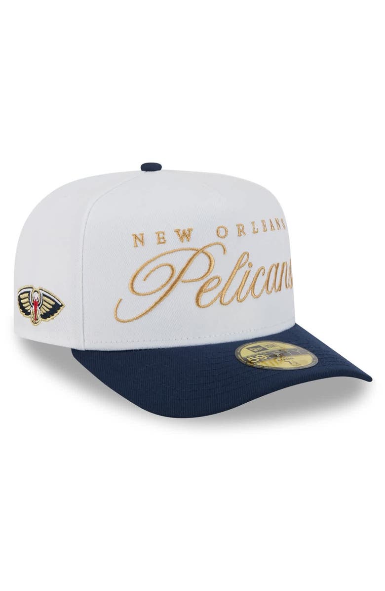 New Era Men's New Era White/Navy New Orleans Pelicans 2025 NBA Draft A-Frame 59FIFTY Fitted Hat, Alternate, color, White