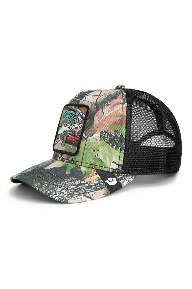 Bass Embroidered Patch Trucker Hat, Main, color, CAMOUFLAGE