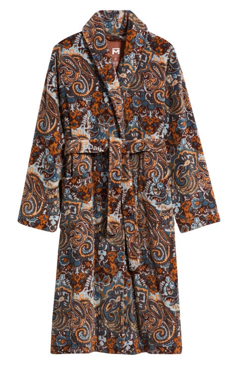 High Note Skull Print Plush Shawl Robe