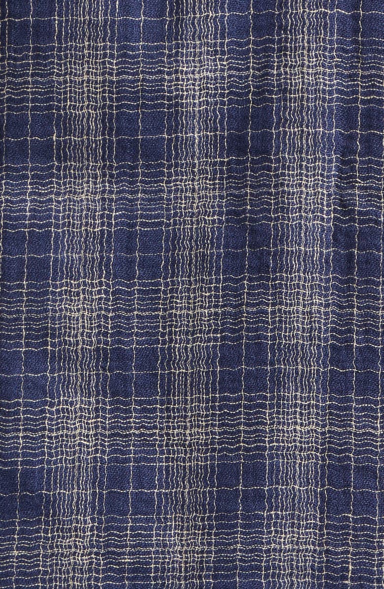 PALMES Check Cotton & Linen Short Sleeve Button-Up Shirt, Alternate, color, Blue