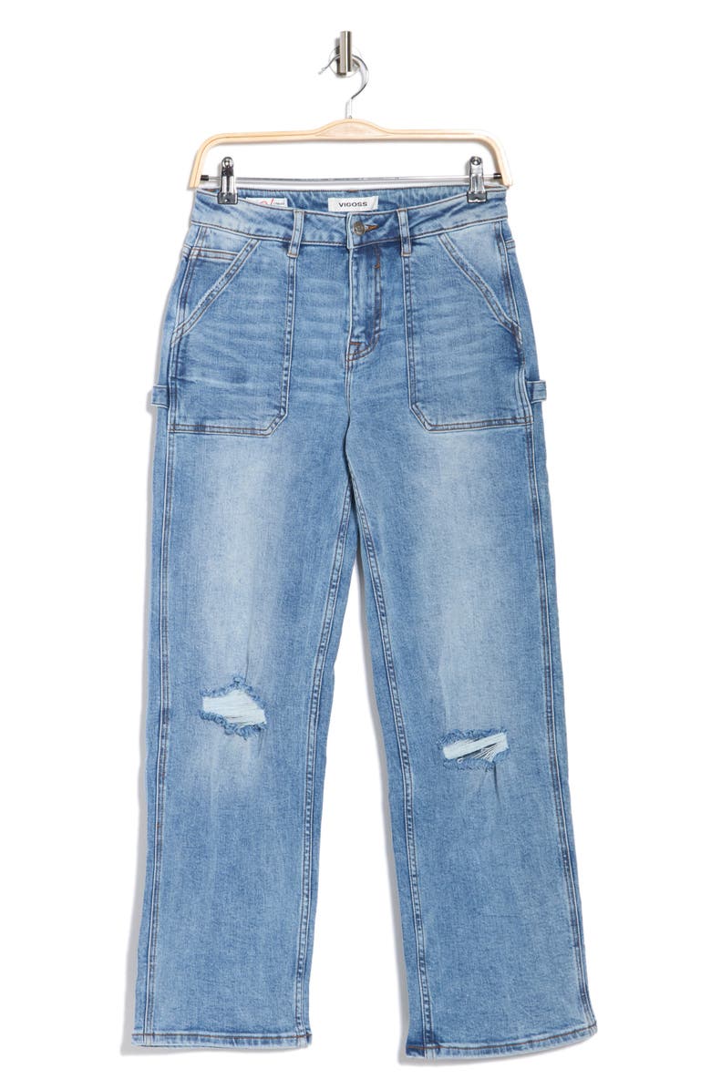 Vigoss Ripped Baggy Straight Leg Utility Jeans, Alternate, color, 