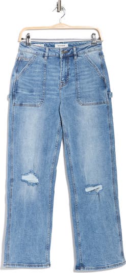 Ripped Baggy Straight Leg Utility Jeans