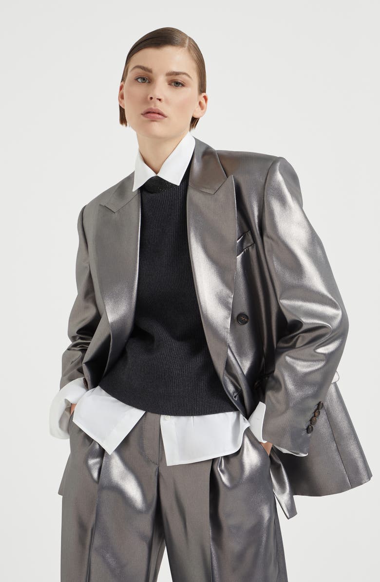 Brunello Cucinelli Lamé blazer, Alternate, color,
