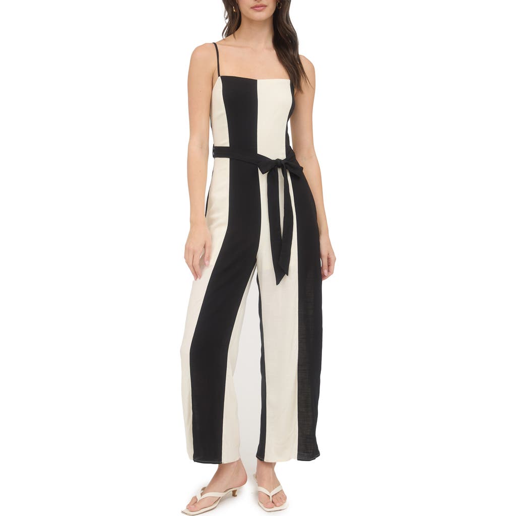 Blu Pepper Colorblock Wide Leg Jumpsuit In Neutral