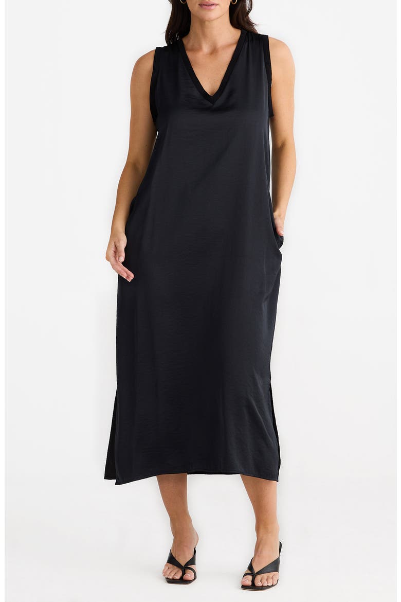 Celine Sleeveless Shift Dress, Alternate, color, BLACK