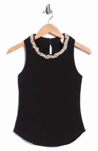 Crystal Detail Stretch Cotton Tank