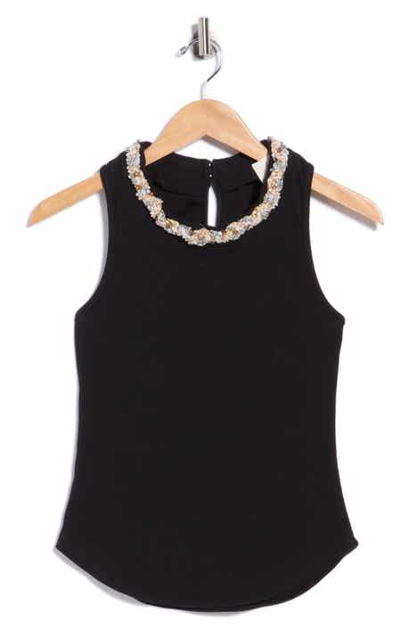 Crystal Detail Stretch Cotton Tank
