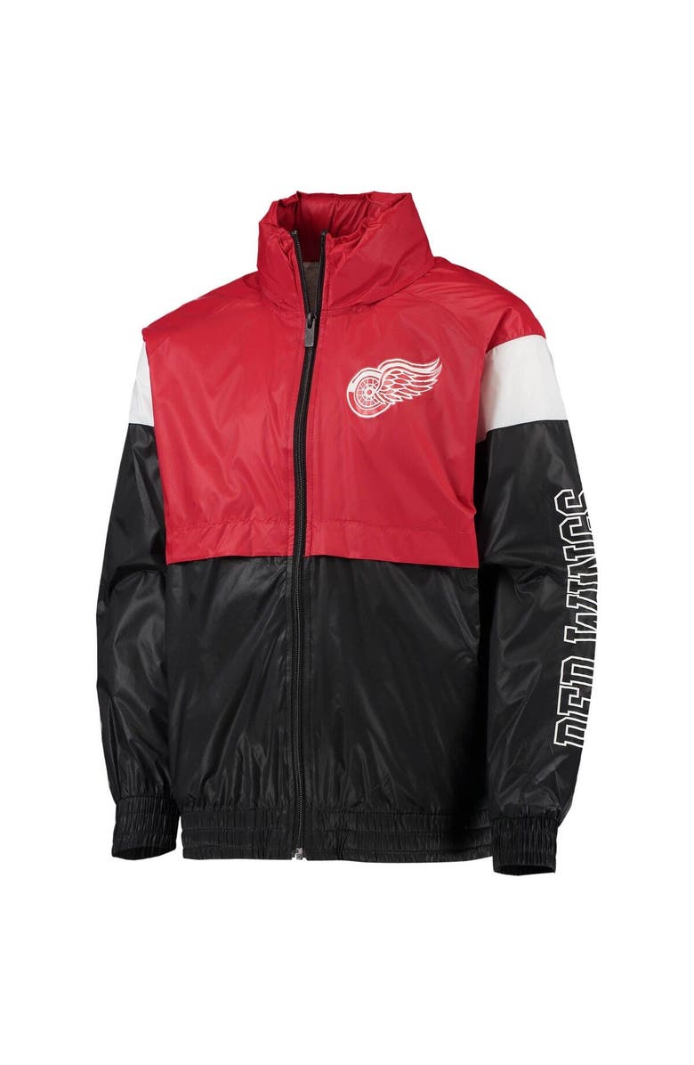 Outerstuff Youth Red/Black Detroit Red Wings Goal Line Full-Zip Hoodie Windbreaker Jacket, Alternate, color, 