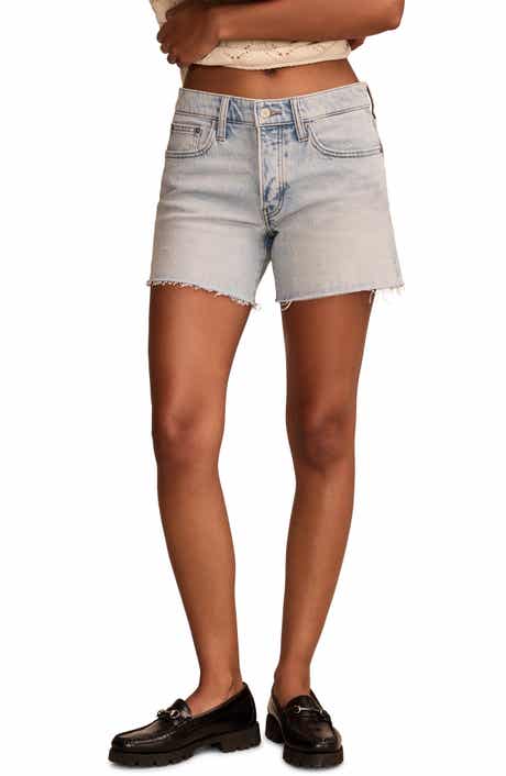 Lucky Brand '90s Raw Hem High Waist Midi Denim Shorts