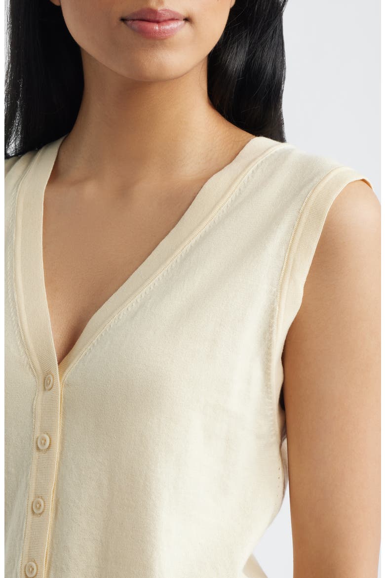Button Front Cotton Sweater Vest, Alternate, color, VANILLA