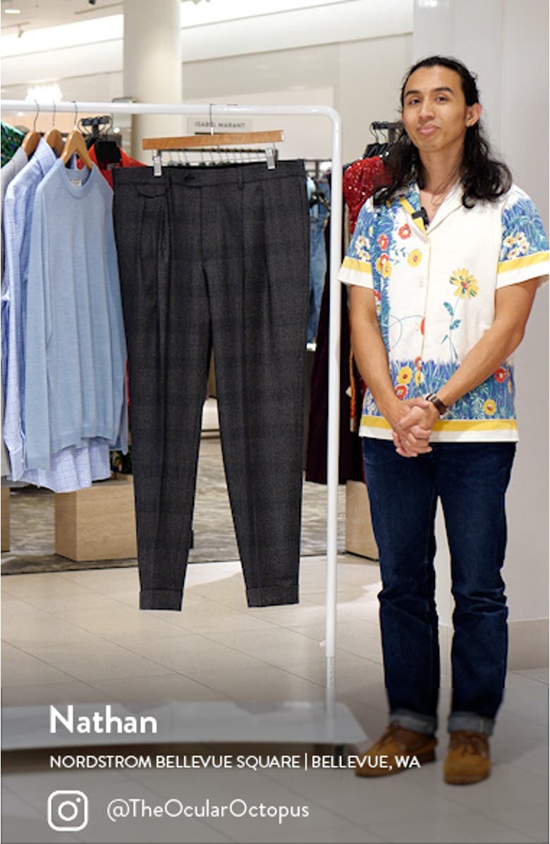 Port Pleated Plaid Wool Dress Pants, sales video thumbnail