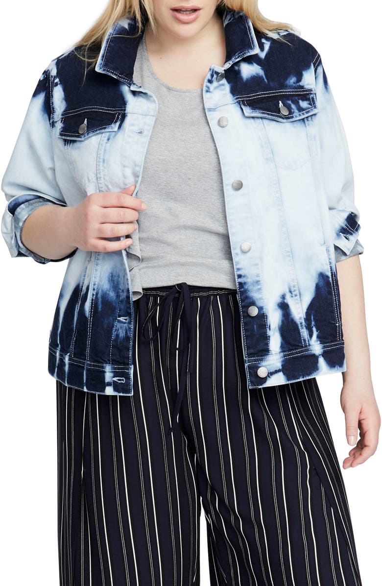 RACHEL Rachel Roy Acid Wash Denim Jacket, Main, color,