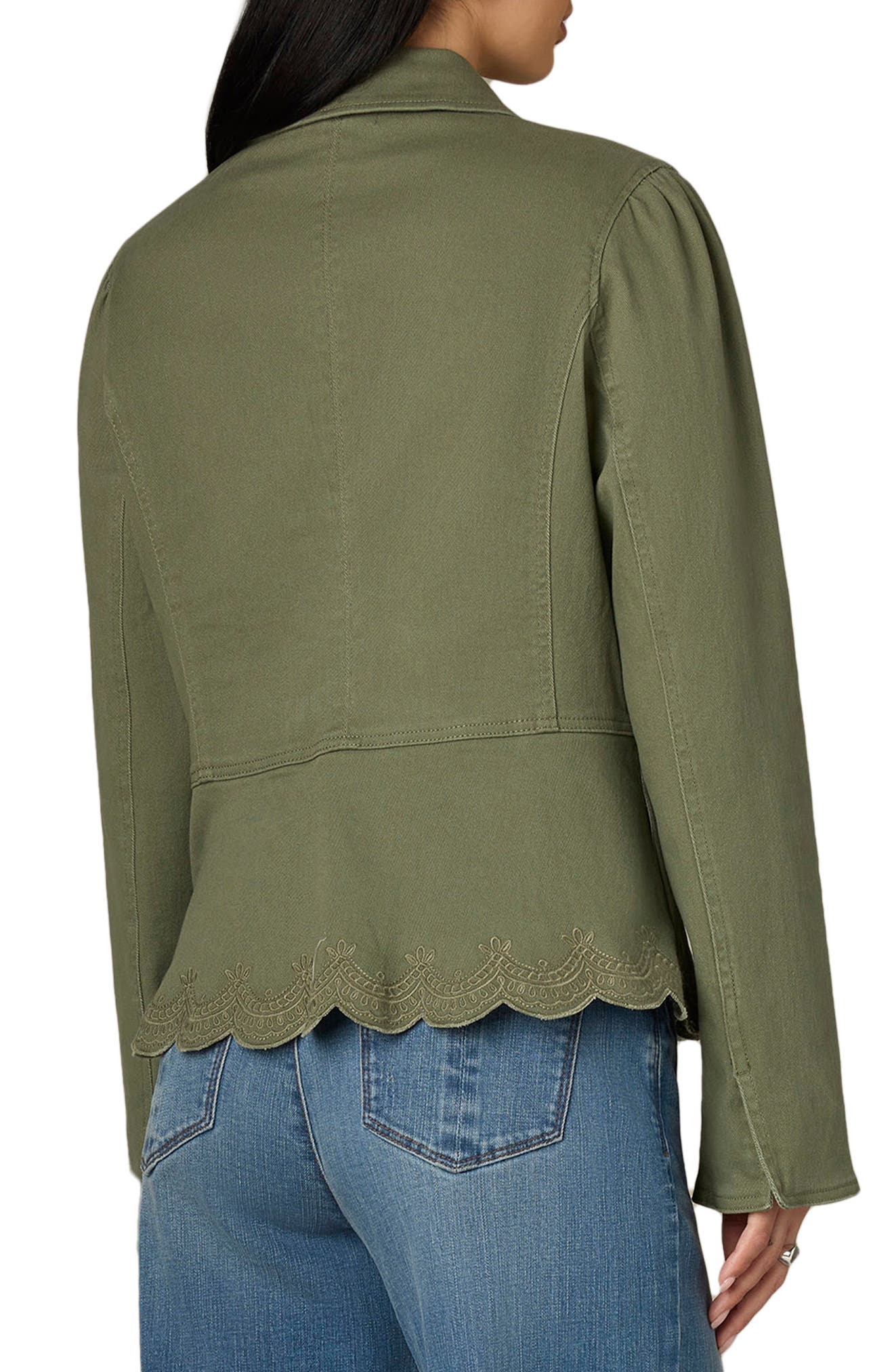 Puff Shoulder Peplum Denim Jacket - image 2
