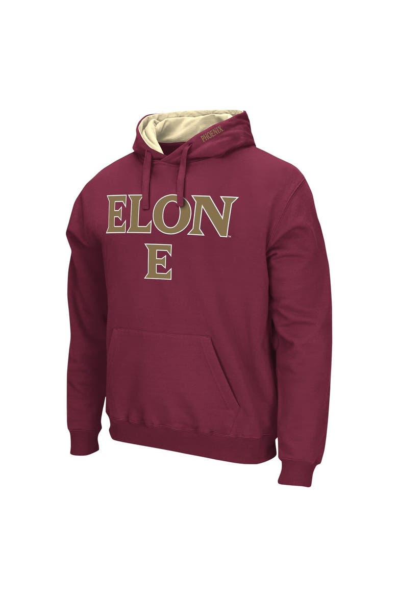 Men's Colosseum  Maroon Elon Phoenix Arch & Logo Pullover Hoodie, Alternate, color, Maroon