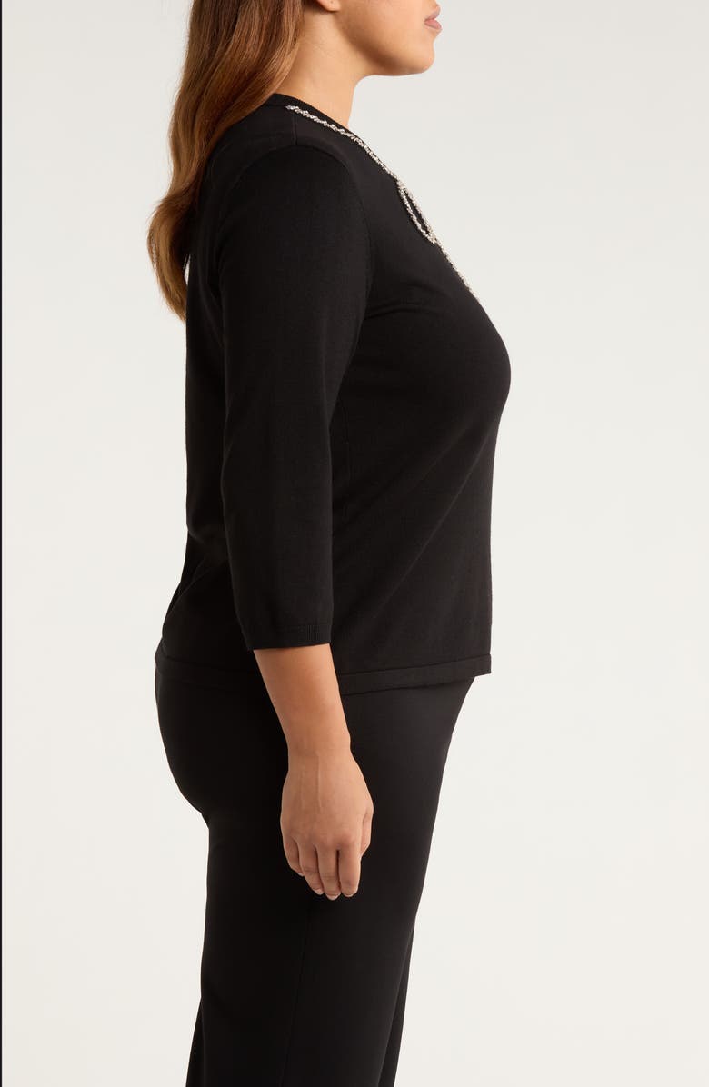 Anne Klein Embellished Crewneck Sweater, Alternate, color, Anne Black