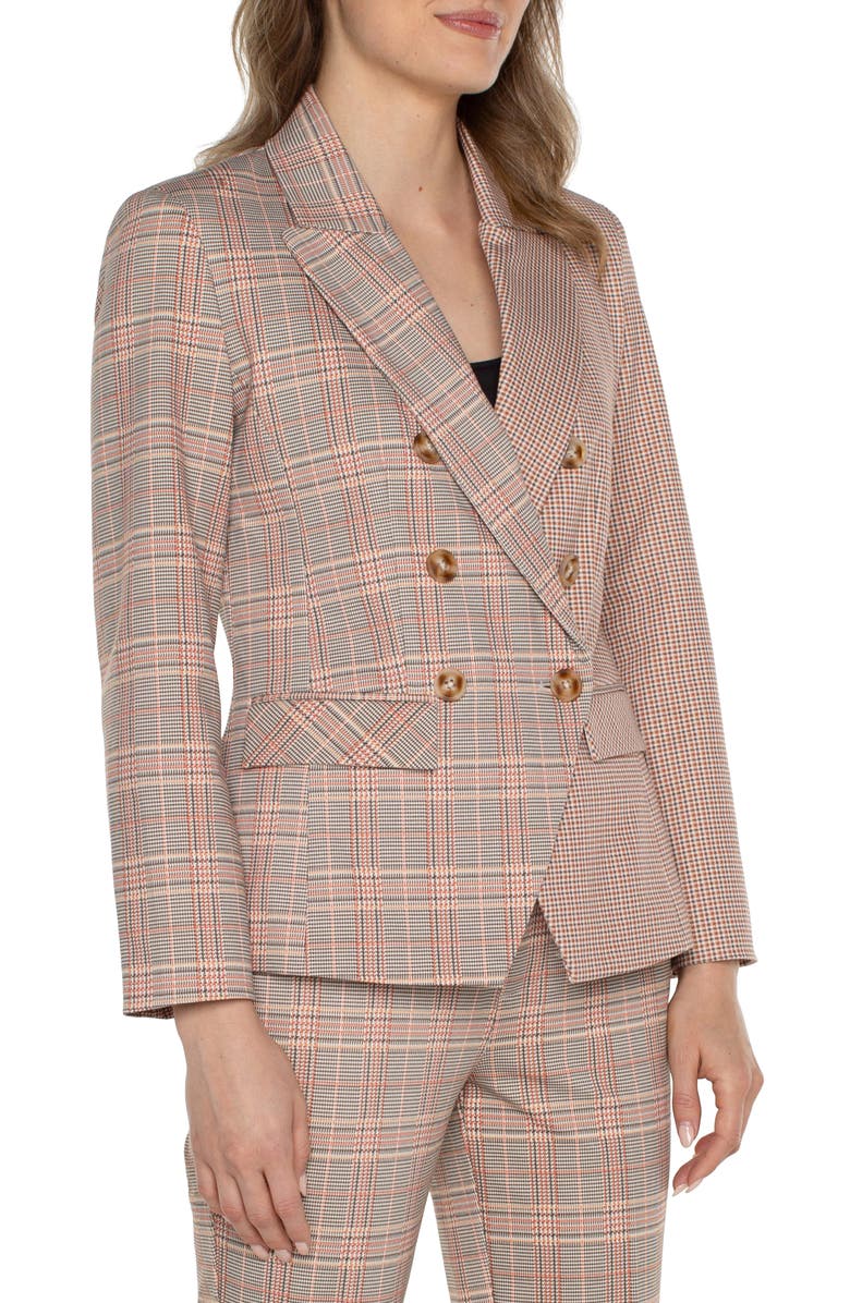 Liverpool Half N Half Plaid Double Breasted Blazer, Alternate, color, 