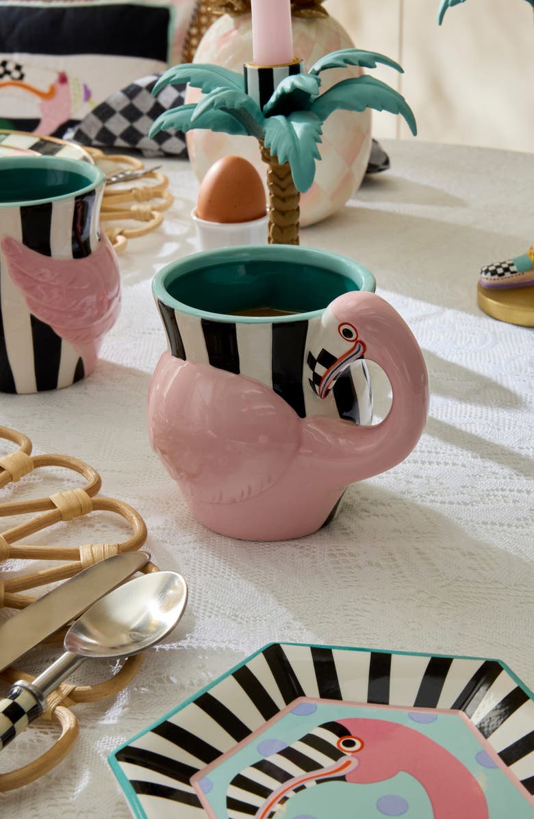MACKENZIE CHILDS Patience Brewster Sheila Flamingo Ceramic Mug, Alternate, color, Pink