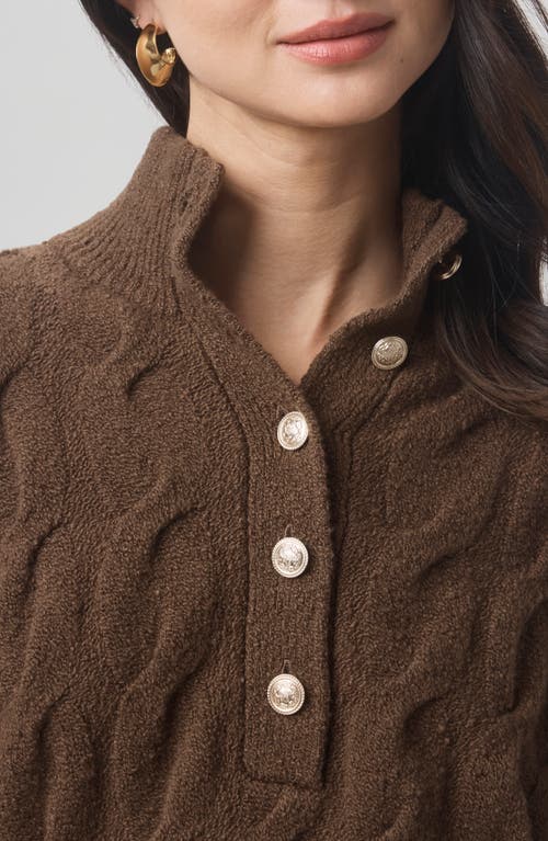 Splendid X @cellajaneblog Cable Half Placket Sweater In Brown