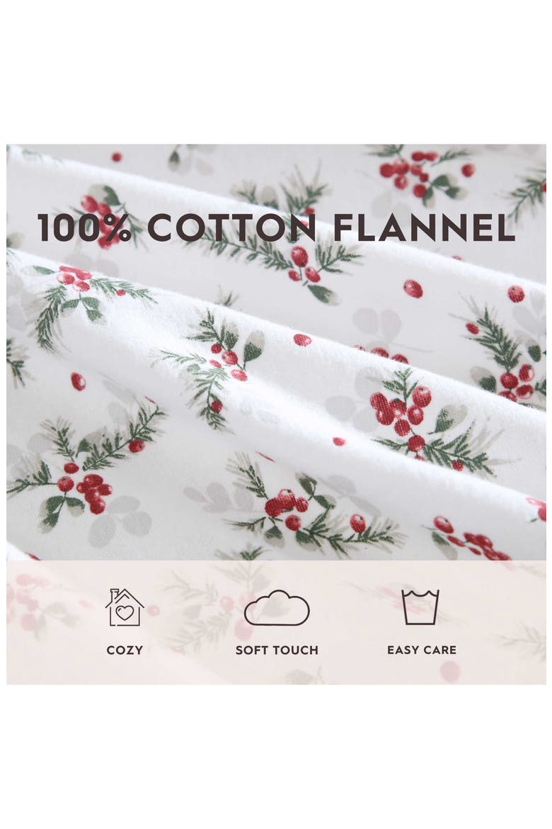 Berry Bright Cotton Flannel Sheet Set, Alternate, color, DARK RED