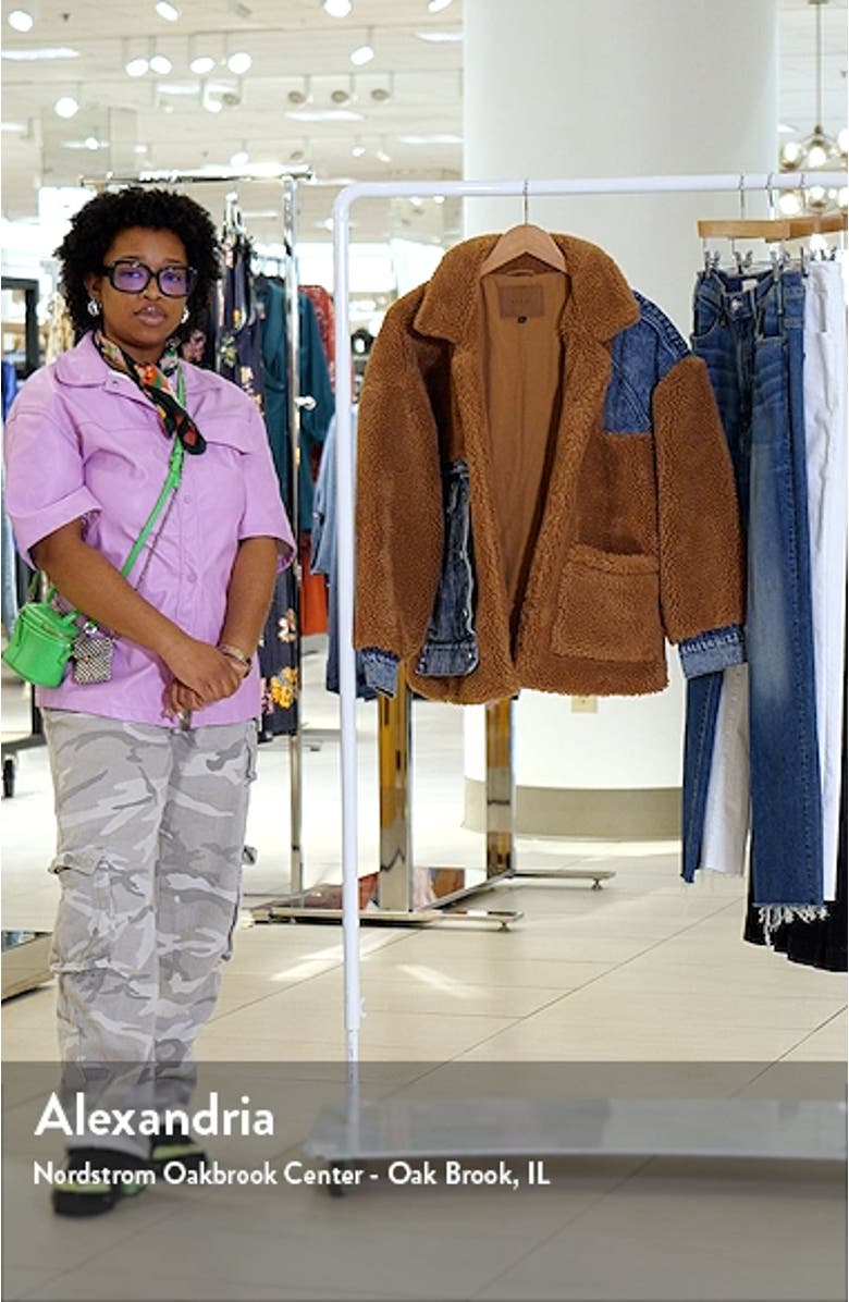 Denim Patchwork Faux Shearling Teddy Coat, sales video thumbnail