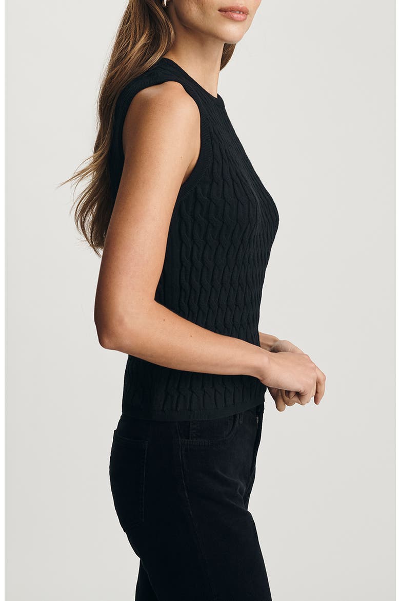 Cable Stitch Cotton & Cashmere Sweater Vest, Alternate, color, BLACK